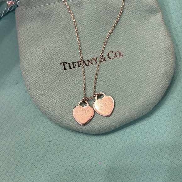 Tiffany blue double heart tag pendant 16in - Picture 6 of 8